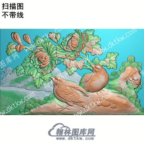 中式菊花鸟扫描图（ZSDW-197）
