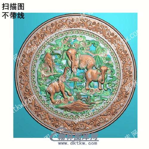中式三象山圆形扫描图（ZSDW-397）