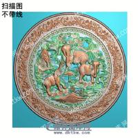 中式三象山圆形扫描图（ZSDW-397）