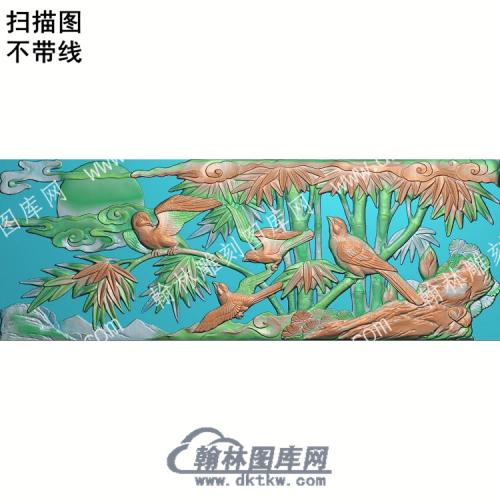 中式竹鸟扫描图（ZSDW-224）