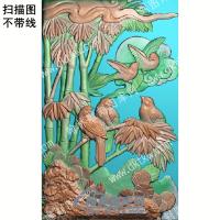 中式竹子鸟扫描图（ZSDW-186）