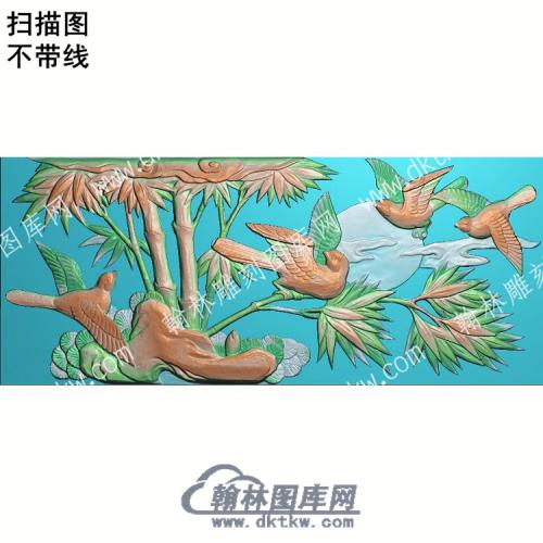 中式竹子鸟扫描图（ZSDW-219）