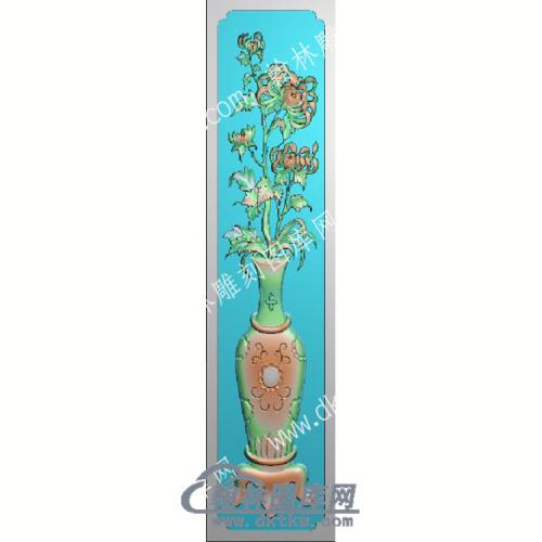 中式菊花花瓶精雕图（ZSHP-008）