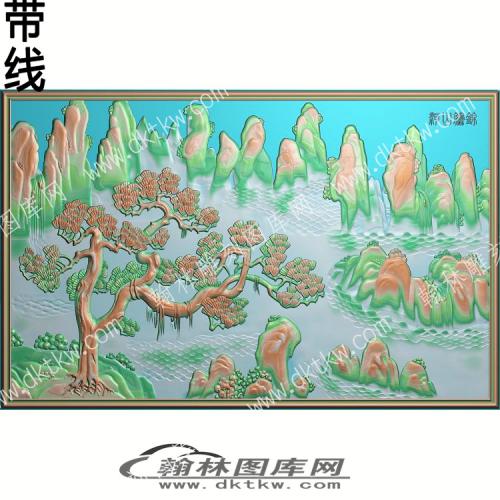 中式锦绣山河山水带线精雕图（ZSSS-015）