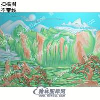 中式仙鹤松树山水扫描图（ZSSS-024）
