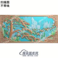 中式迎客松仙鹤扫描图（ZSDW-371）