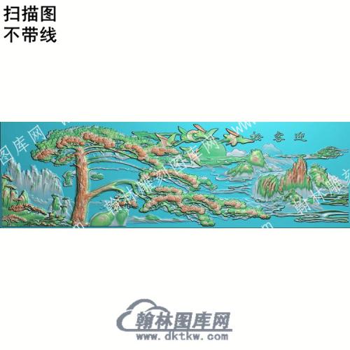 中式迎客松仙鹤扫描图（ZSDW-375）