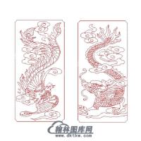 墓碑其它龙凤矢量线雕图（MBQT-108)