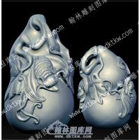 蝙蝠葫芦藤葫芦立体圆雕图（YDHL-026）
