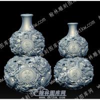 龙出入平安吉祥如意葫芦立体圆雕图（YDHL-010）