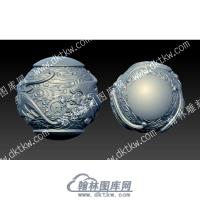 蝙蝠纳财珠圆珠珠子立体圆雕图（YDZZ-108）