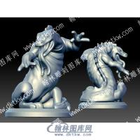 卡通西方龙立体圆雕图（YDDW-358）