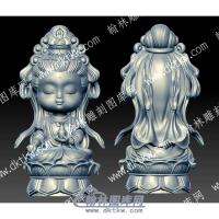 萌观音玉净瓶莲花底座立体圆雕图（YDGY-025）