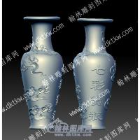 祥云七彩宝瓶花瓶立体圆雕图（YDHP-006）