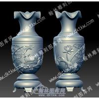 鸳鸯荷叶莲花花瓶立体圆雕图（YDHP-011）