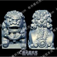 石雕狮子立体圆雕图（SDSZ-015）