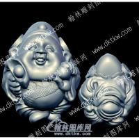 核雕元宝财神立体圆雕图（HDCS-009）