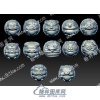 核雕十二生肖套图立体圆雕图（HDDW-003）
