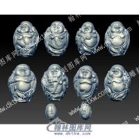核雕弥勒佛整套立体圆雕图（HMLF-054）