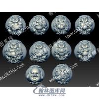 核雕弥勒佛整套立体圆雕图（HMLF-055）