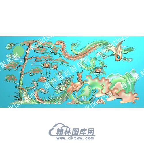 中式龙凤牡丹精雕图（ZSLF-022）