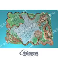 荷叶莲花龙茶盘精雕图（HYCP-032）