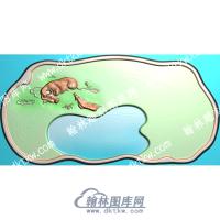 水牛荷叶茶盘精雕图（HYCP-004）