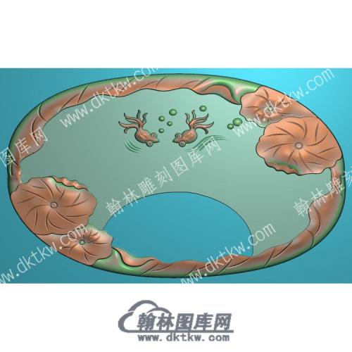 荷叶鲤鱼茶盘精雕图（HYCP-020）