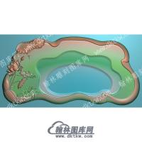 莲花荷叶鸳鸯茶盘精雕图（HYCP-027）