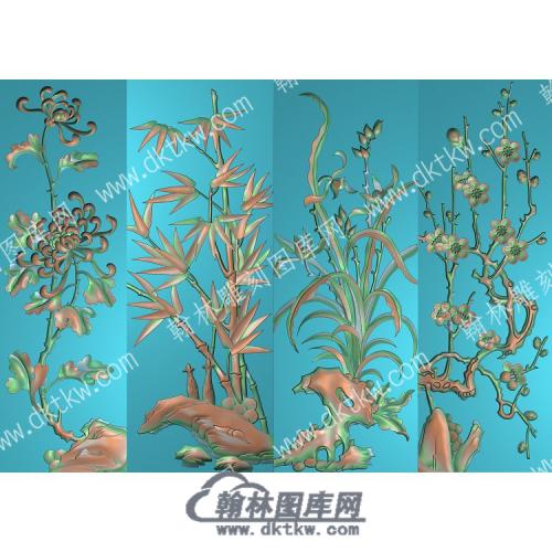 中式梅兰竹菊精雕图（ZSZW-522）
