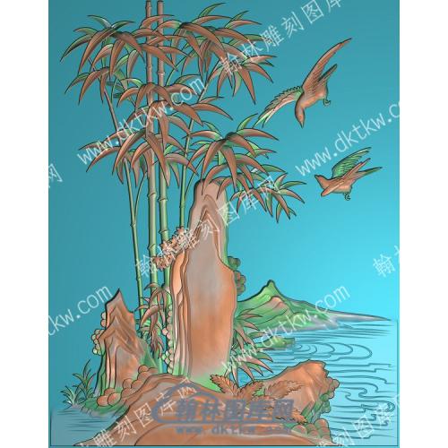 中式竹子鸟精雕图（ZSZW-450）