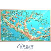 中式梅花竹子松鹤精雕图（ZSZW-421）