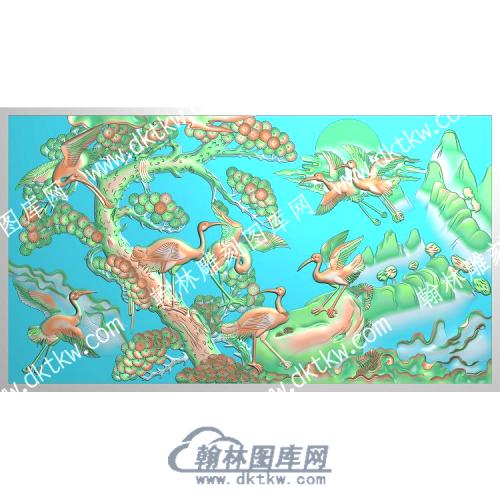 中式山松鹤精雕图（ZSZW-380）