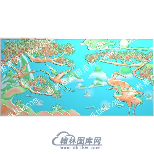中式山松鹤精雕图（ZSZW-387）