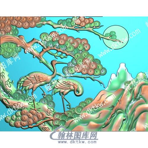 中式山松鹤精雕图（ZSZW-410）