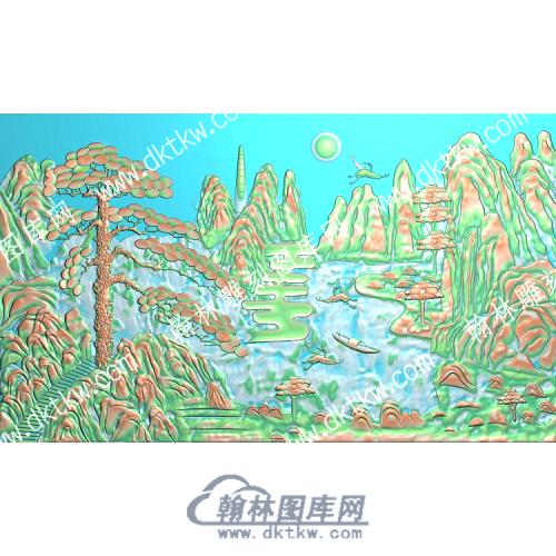 中式山松鹤精雕图（ZSZW-441）