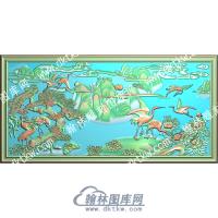 中式祥云花松鹤精雕图（ZSZW-400）