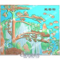 中式迎客松祥云松鹤精雕图（ZSZW-434）