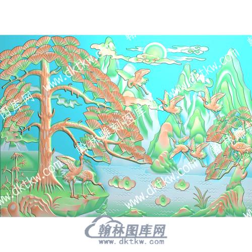 中式竹子松鹤精雕图（ZSZW-392）