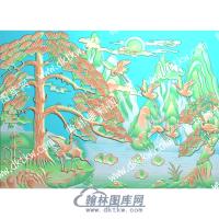 中式竹子松鹤精雕图（ZSZW-392）