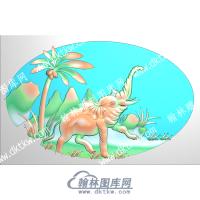 中式大象椰树精雕图（ZSDW-496）