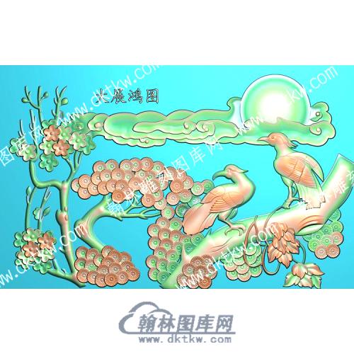 中式大展鸿图祥云梅花松树老鹰精雕图（ZSDW-504）