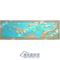 中式回纹框老鹰松树祥云精雕图（ZSDW-503）