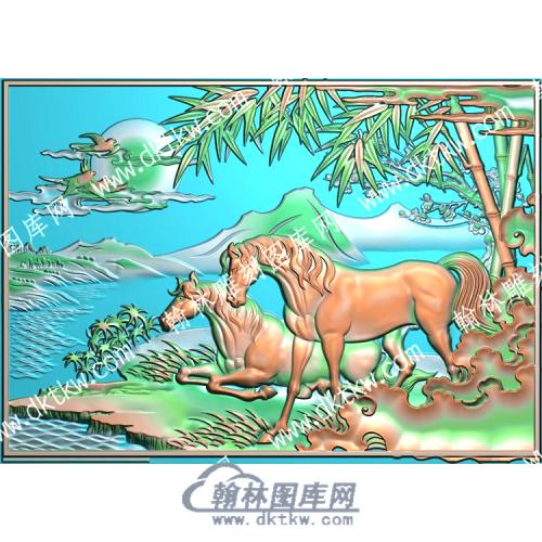 中式竹子马精雕图（ZSDW-506）
