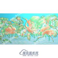 中式荷叶白鹭莲花精雕图（ZSZW-695）