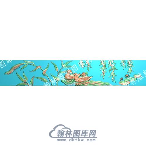 中式荷叶莲花鸳鸯水草精雕图（ZSZW-700）