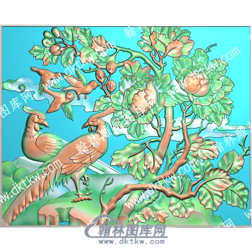 中式花锦鸡精雕图（ZSDW-527）