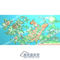 中式花孔雀精雕图（ZSDW-533）