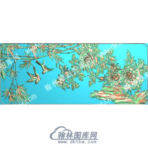 中式竹子花鸟精雕图（ZSDW-534）