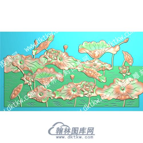 中式荷叶莲花莲蓬精雕图（ZSZW-161）